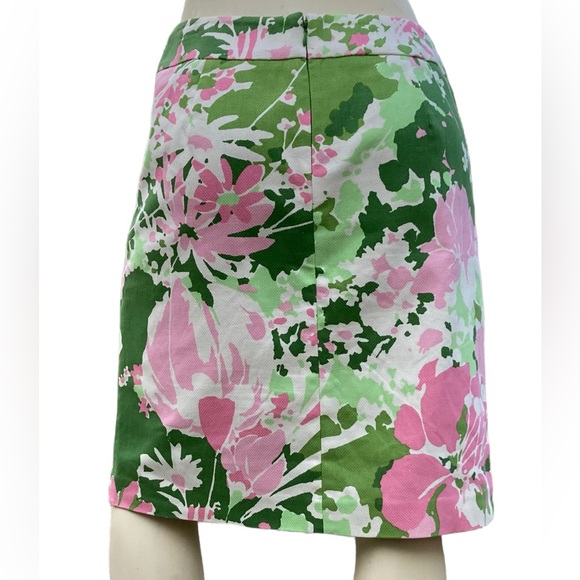 TALBOTS Multicolor Pink, Green & White Floral Canvas A-Line Midi Length Skirt, 8 - Picture 2 of 16